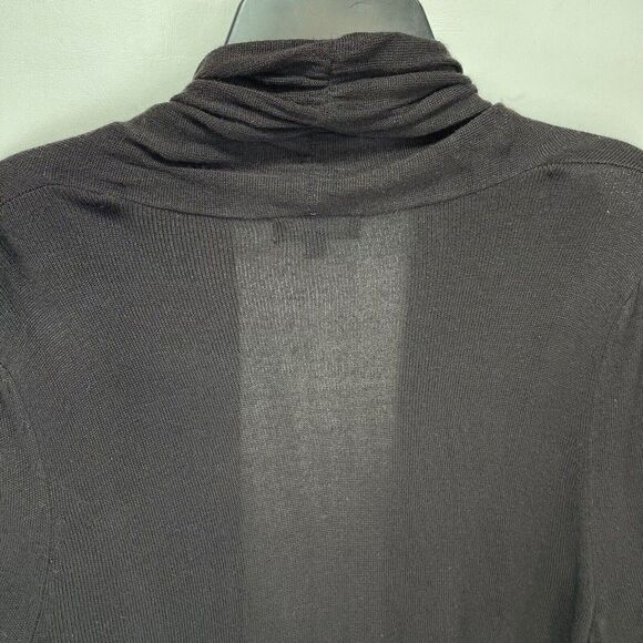 Women Sweater Cardigan Large Brown Open Cowl Neck Ruched Sleeve Premise Studio - Picture 9 of 16